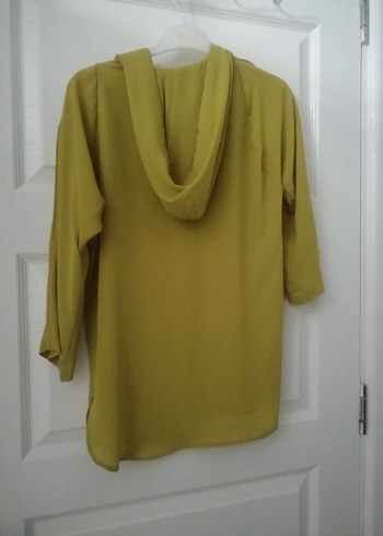 Yağ teşili ges Kollu Fermuarlı kapşunlu Bluz - Görsel 2