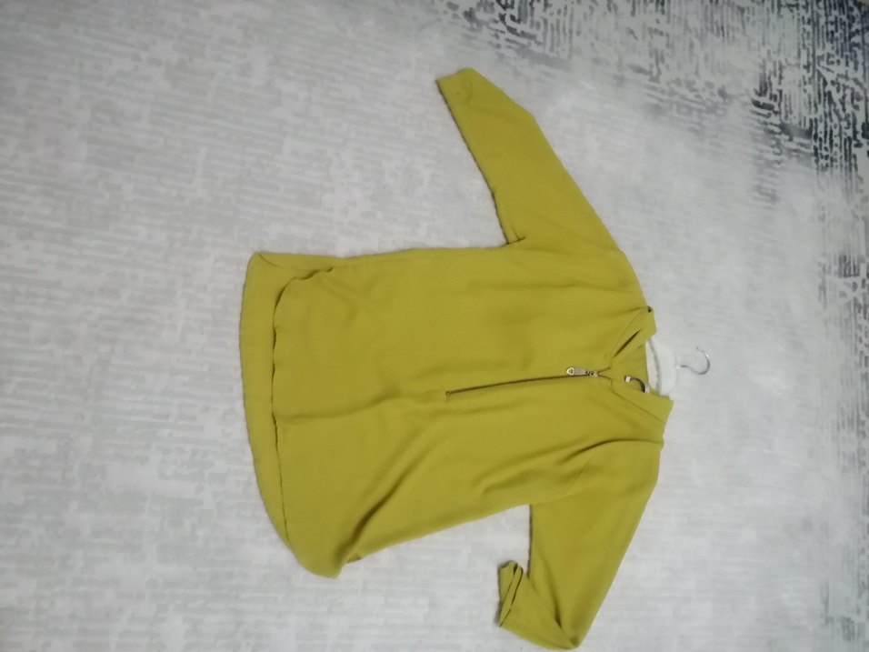 Yağ teşili ges Kollu Fermuarlı kapşunlu Bluz - Görsel 4