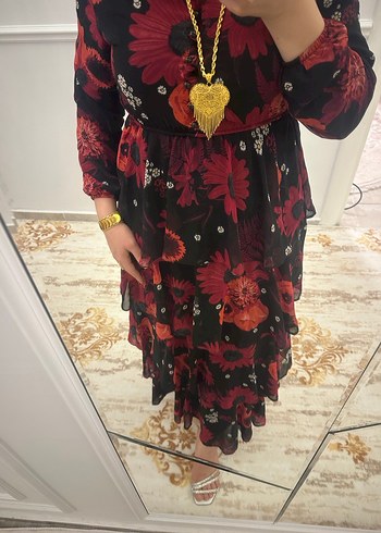 Çiçek Desenli Bohem Uzun Elbise - Görsel 2