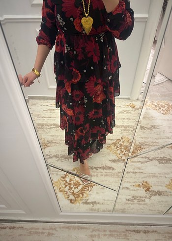 Çiçek Desenli Bohem Uzun Elbise - Görsel 3