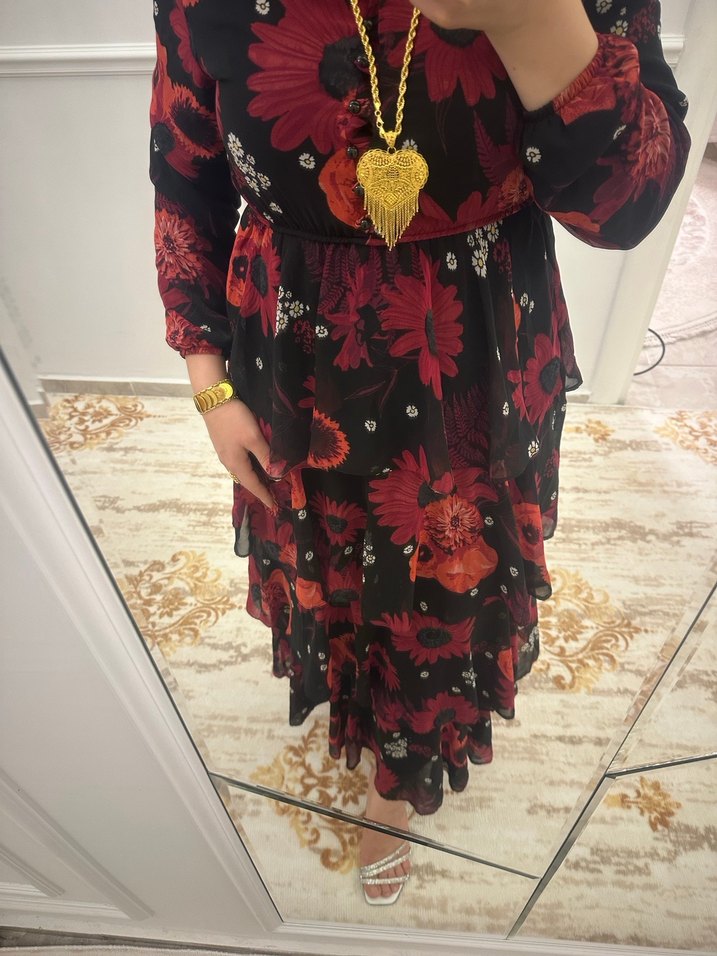 Çiçek Desenli Bohem Uzun Elbise - Görsel 2