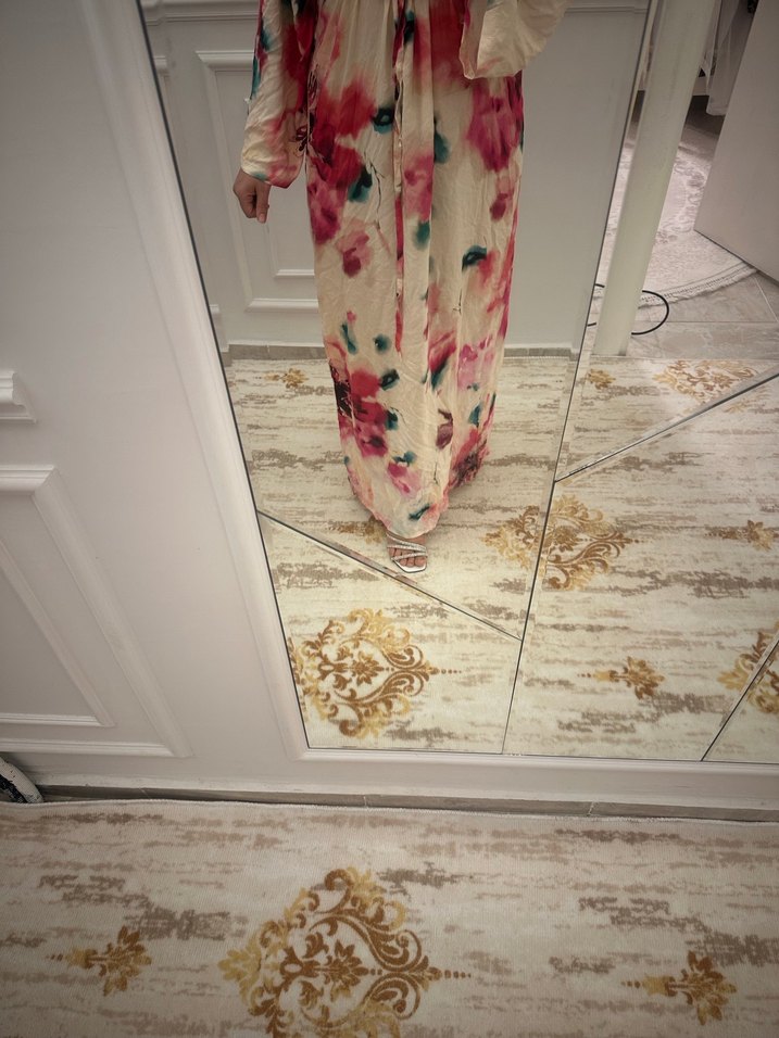 Bohem Çok Renkli Uzun Bağlamalı Elbise - Görsel 4