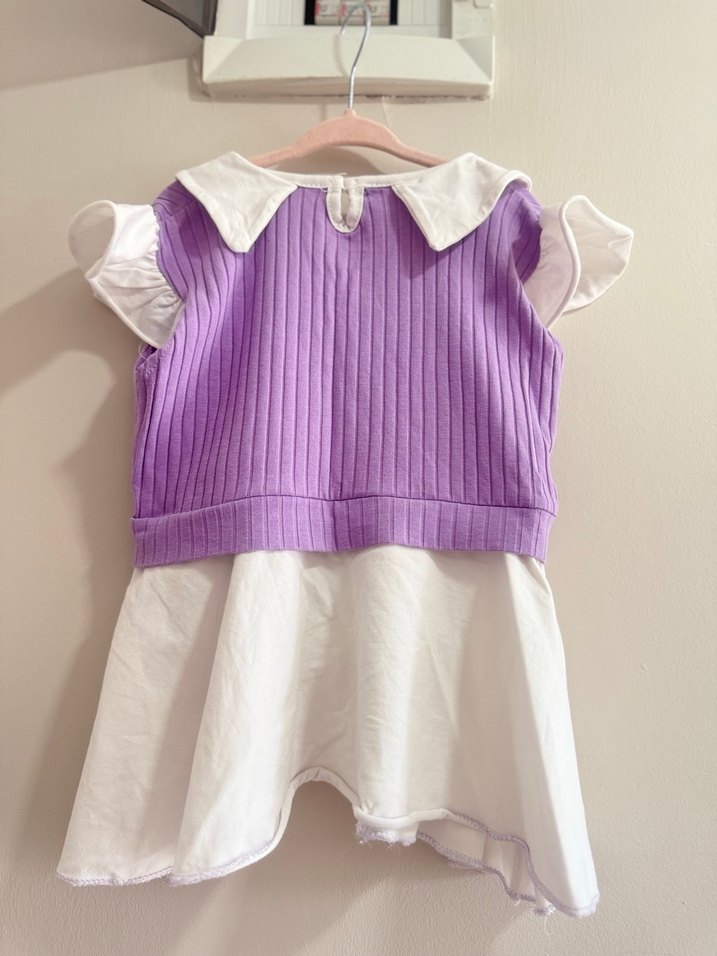 Mor Triko Kız Çocuk Elbise Fırfırlı - Görsel 2