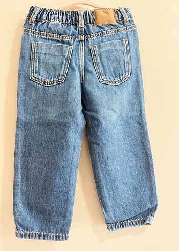 Mavi Düğmeli Bol Kesim Kız çocuk Kot Pantolon - Görsel 2
