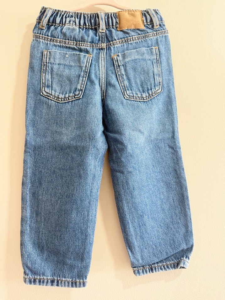 Mavi Düğmeli Bol Kesim Kız çocuk Kot Pantolon - Görsel 2
