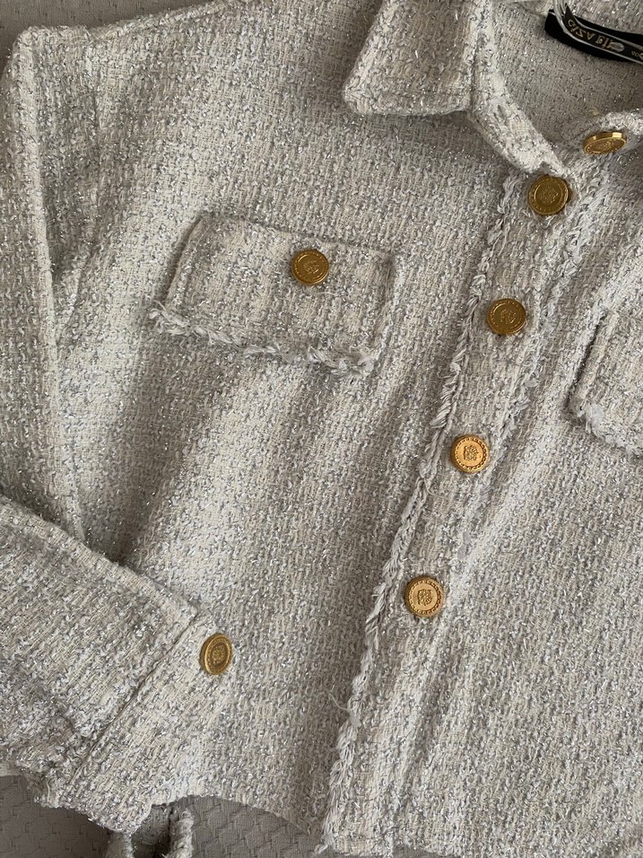 Düğmeli Beyaz Kadın Mini Takım - Görsel 4