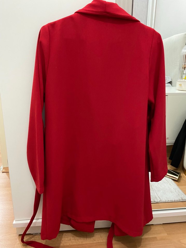 Kırmızı Midi Kadın Ofis Klasik Kaban - Görsel 5