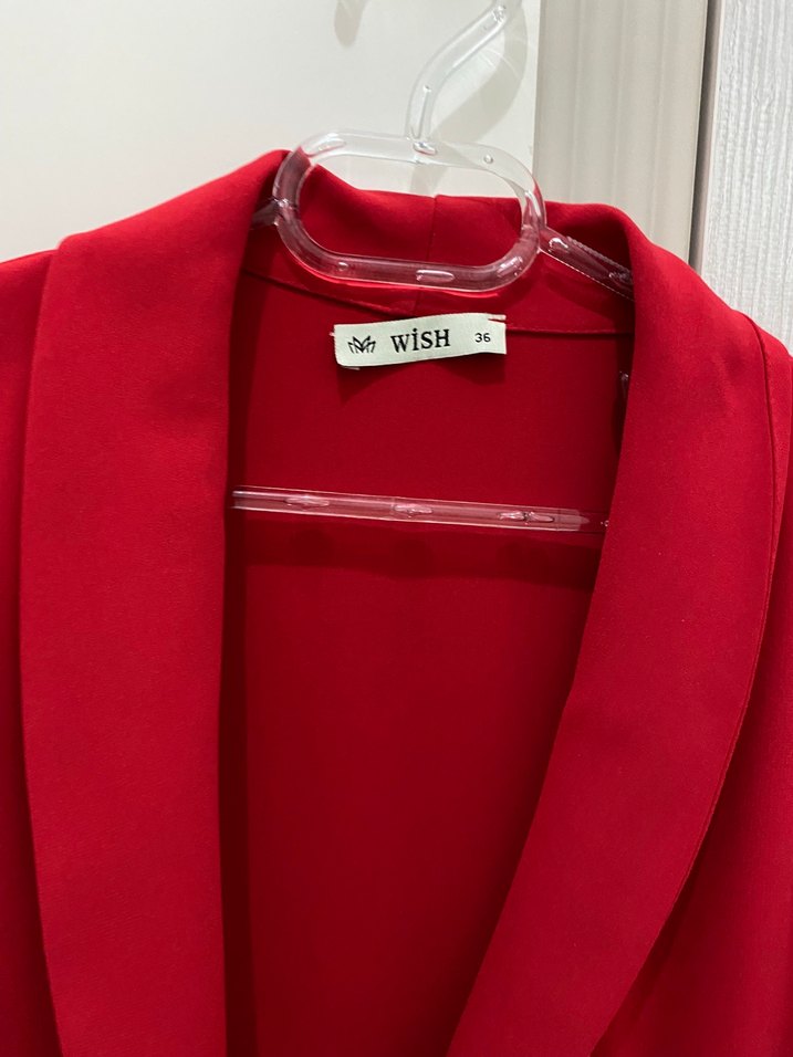 Kırmızı Midi Kadın Ofis Klasik Kaban - Görsel 4