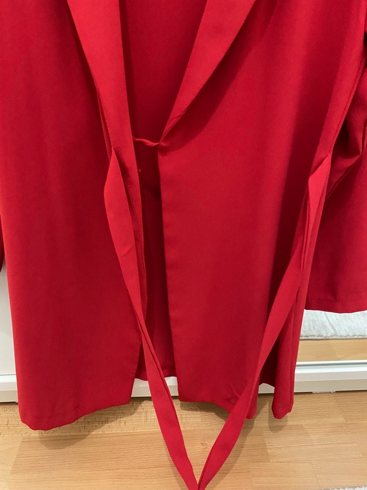 Kırmızı Midi Kadın Ofis Klasik Kaban - Görsel 3