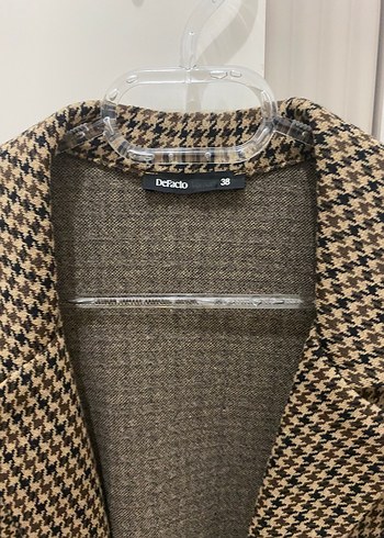 Kahverengi Ekose Midi Blazer - Görsel 4