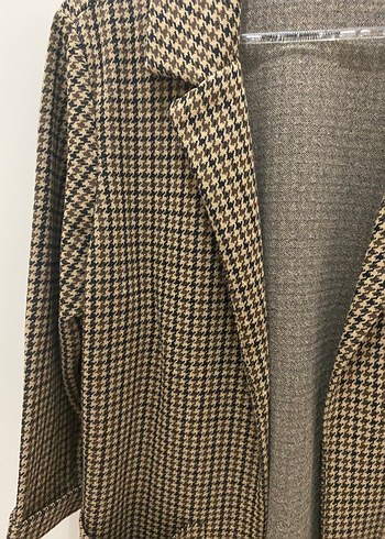 Kahverengi Ekose Midi Blazer - Görsel 2