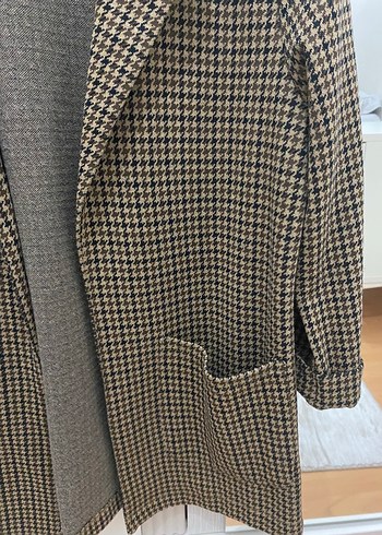 Kahverengi Ekose Midi Blazer - Görsel 3