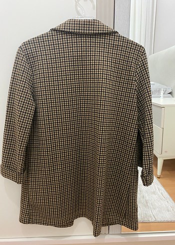 Kahverengi Ekose Midi Blazer - Görsel 5