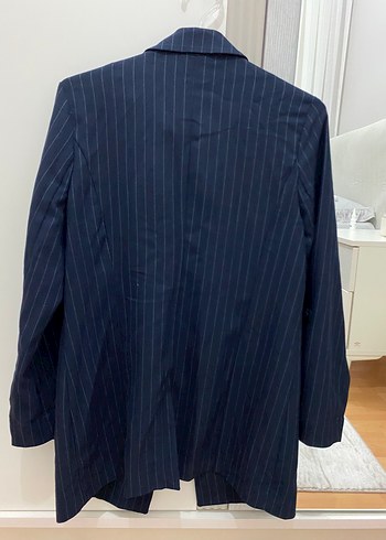 Defacto Lacivert Düğmeli Midi Kadın Blazer Ceket