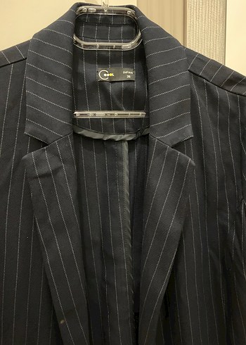 Lacivert Düğmeli Midi Kadın Blazer Ceket - Görsel 3