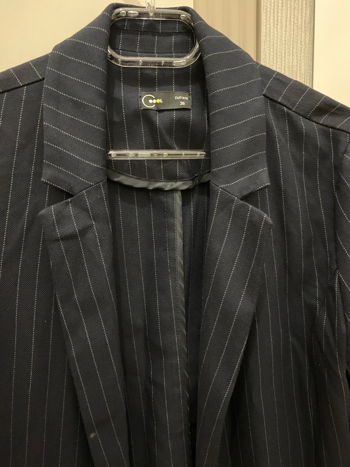 Lacivert Düğmeli Midi Kadın Blazer Ceket - Görsel 3