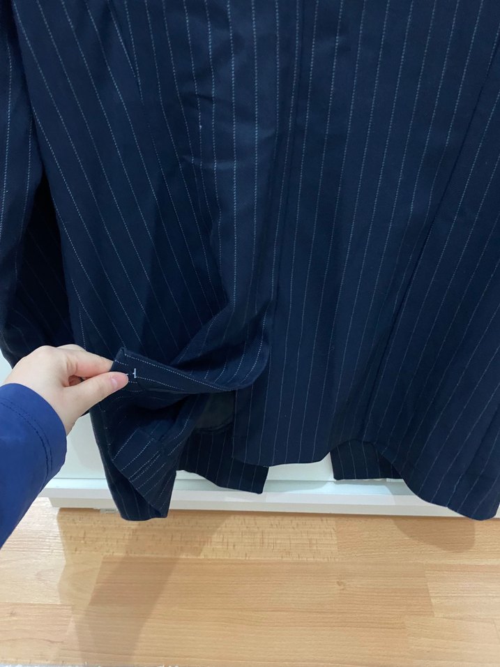 Lacivert Düğmeli Midi Kadın Blazer Ceket - Görsel 4