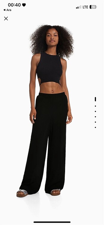 bershka krep wide leg pantolon