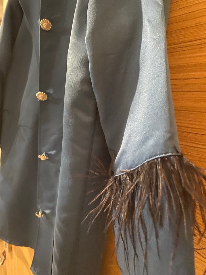 Mavi Düğmeli Kadın Midi Ceket - Görsel 3