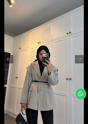 Bej Midi Kadın Ofis Blazer Ceketi - Görsel 2