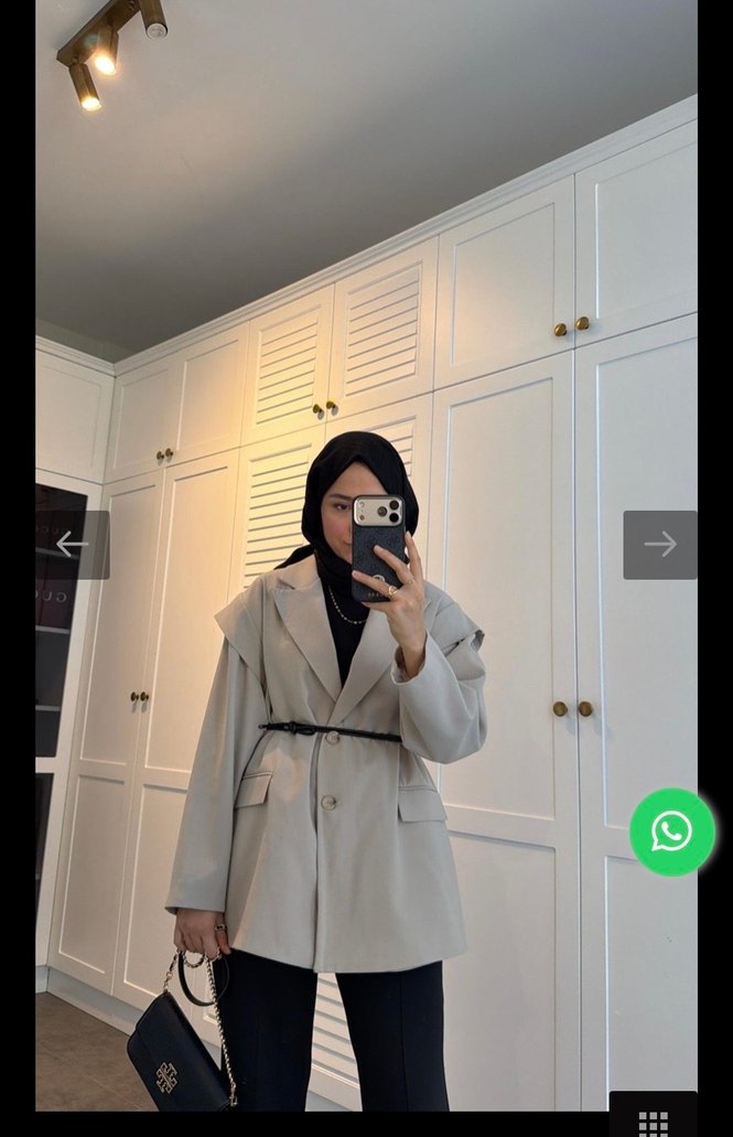 Bej Midi Kadın Ofis Blazer Ceketi - Görsel 2