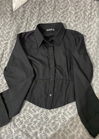 Düğmeli Siyah Uzun Kollu Gömlek - Görsel 3