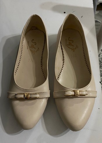 Bej Kadın Tokalı Klasik Topuklu Babet - Görsel 2