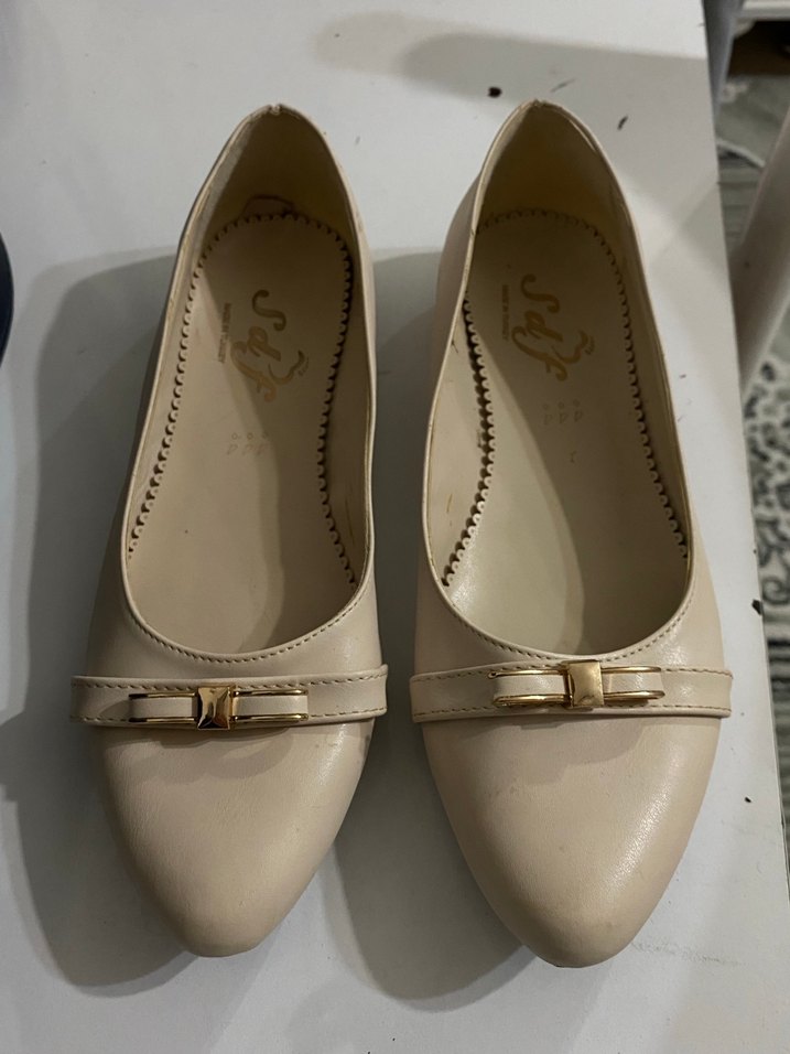 Bej Kadın Tokalı Klasik Topuklu Babet - Görsel 2