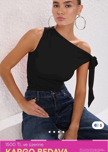 Siyah Drapeli Halter Yaka Mini Bluz - Görsel 2