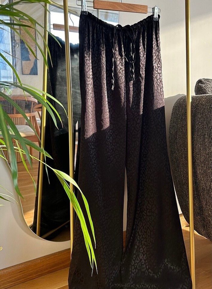 Leopar Desen Saten Pantalon - Görsel 3