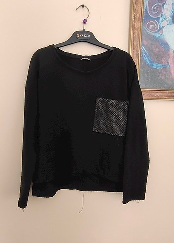 Diğer Siyah Triko Kadın Uzun Kollu Sweatshirt