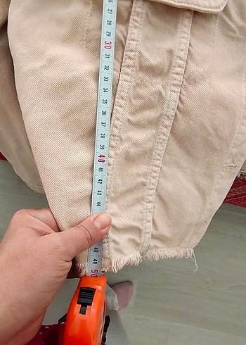 xl Beden camel Renk Bej Düğmeli Kısa Kadın Denim Ceket