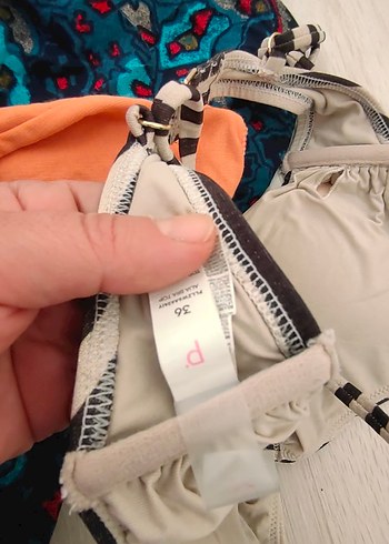 Parlak Bej Zebra Desenli Bantlı Bikini takimi - Görsel 5