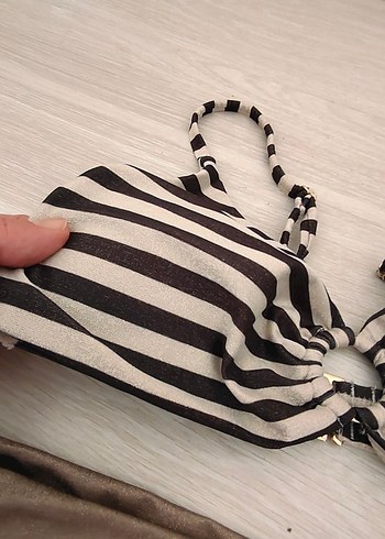 Parlak Bej Zebra Desenli Bantlı Bikini takimi - Görsel 4