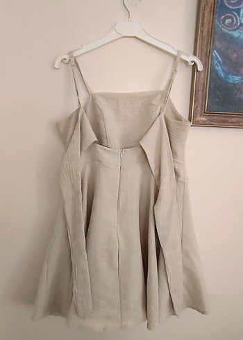 Bej Keten Mini tulum - Görsel 3