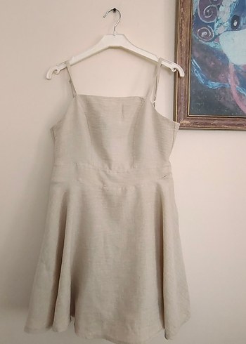 Bej Keten Mini tulum - Görsel 5