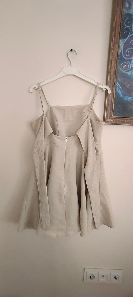 Bej Keten Mini tulum - Görsel 3