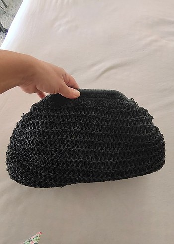 Zara Siyah Örgü Kadın Clutch Çanta