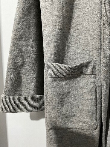 Touche Uzun Gri Triko Hırka - Görsel 3