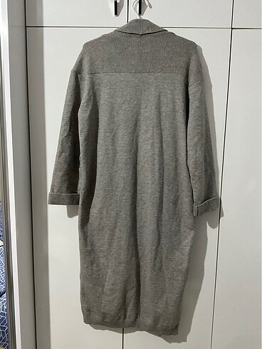 Touche Uzun Gri Triko Hırka - Görsel 4