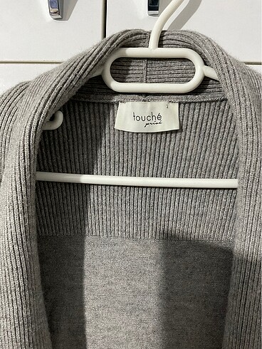 Touche Uzun Gri Triko Hırka - Görsel 2