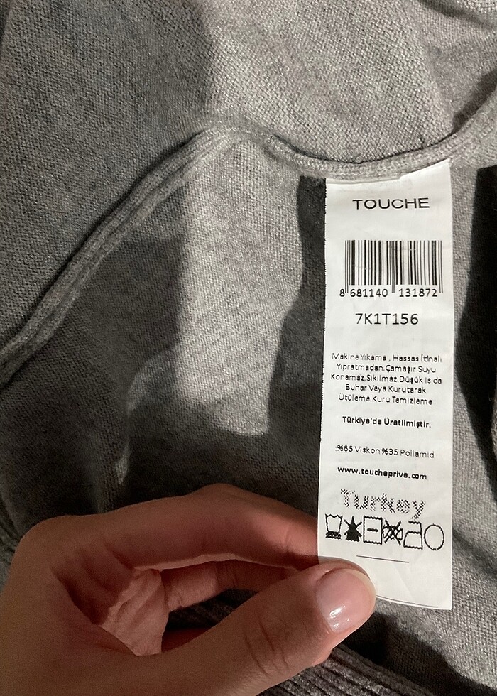 Touche Uzun Gri Triko Hırka - Görsel 5