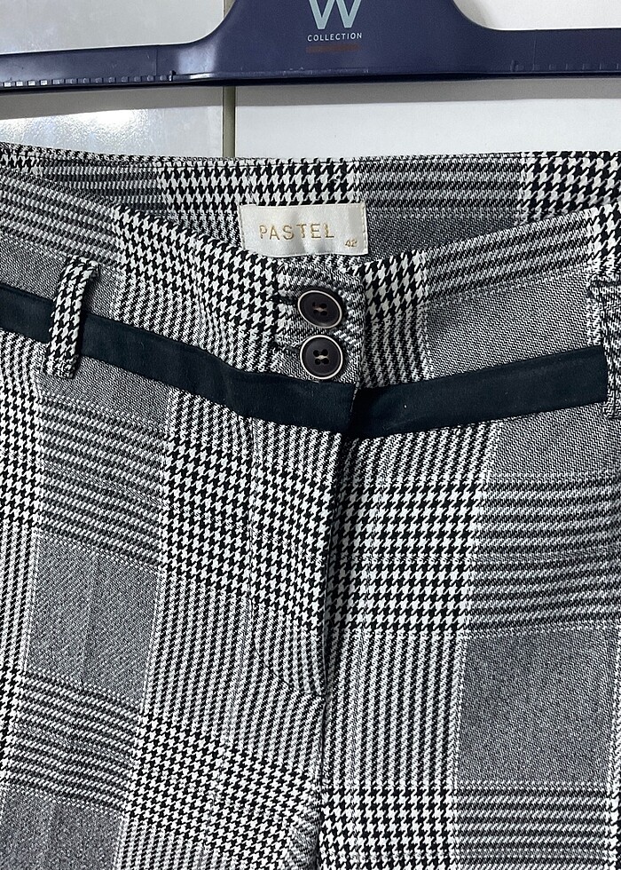 Siyah gri ekoseli kumaş pantolon - Görsel 3