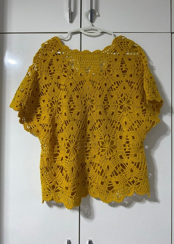 Örgü koyu hardal süveter - Görsel 2