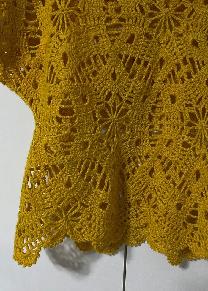 Örgü koyu hardal süveter - Görsel 3