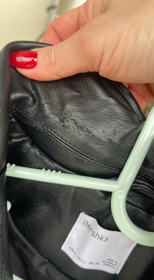 Kadın Siyah Deri Biker Ceket - Görsel 4