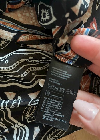 Desenli Düğmeli Bohem Kadın Kolsuz Gömlek - Görsel 3