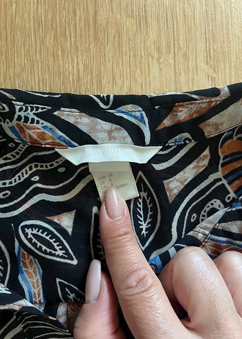 Desenli Düğmeli Bohem Kadın Kolsuz Gömlek - Görsel 2