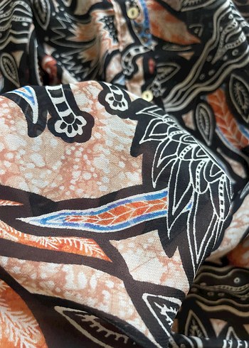 Desenli Düğmeli Bohem Kadın Kolsuz Gömlek - Görsel 5