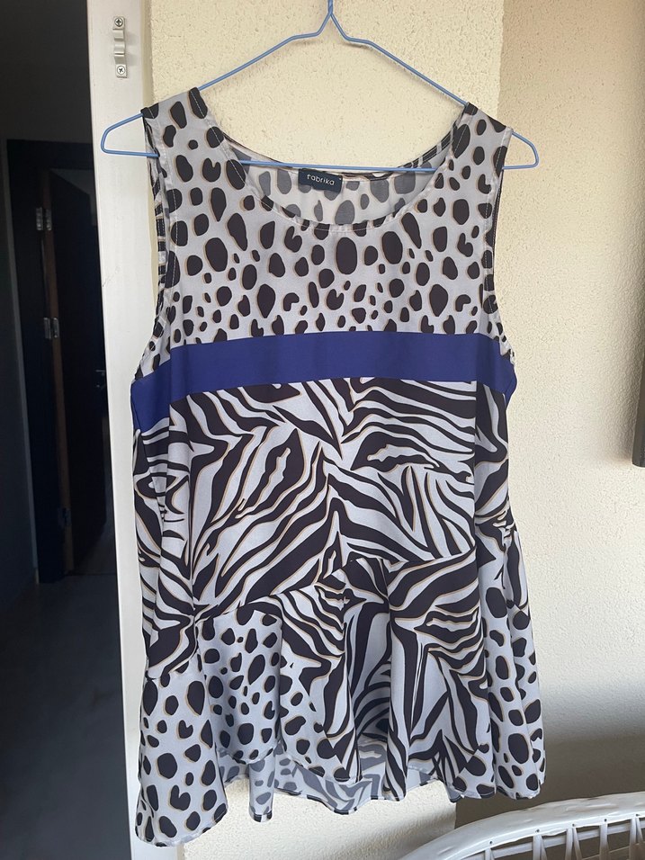 Zebra Desenli Straplez Mini Hamile Bluz - Görsel 4